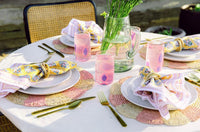 Round Pinwheel Crochet Pink Raffia Placemat
