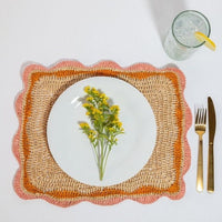 Rectangular Raffia Placemat – Pink & Orange Edges