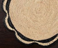 Scalloped Raffia Woven Placemat, Black - Single