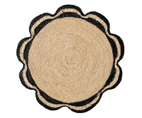 Scalloped Raffia Woven Placemat, Black - Single