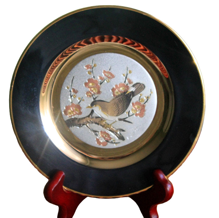 Chokin Etched Copper Decorative Plate – Gold & Silver Gilded