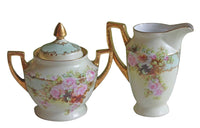 Antique H&C Selb Bavaria Porcelain Creamer & Lidded Sugar Bowl