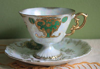 Royal Halsey & Royal Sealy Mismatched Tea Set – Iridescent Fruit Pattern Cup & Saucer
