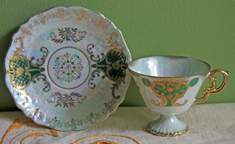 Vintage Cup and Saucer with Pansies by Royal Sealy China