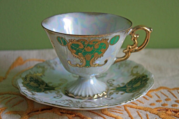 Vintage Cup and Saucer with Pansies by Royal Sealy China