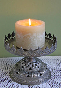 Antique Silver Plated Peacock Candle Holder – Ornate Pillar Stand