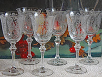 Antique Morgantown Morgana Pink Crystal Goblets – Set of 8 Footed Tumblers