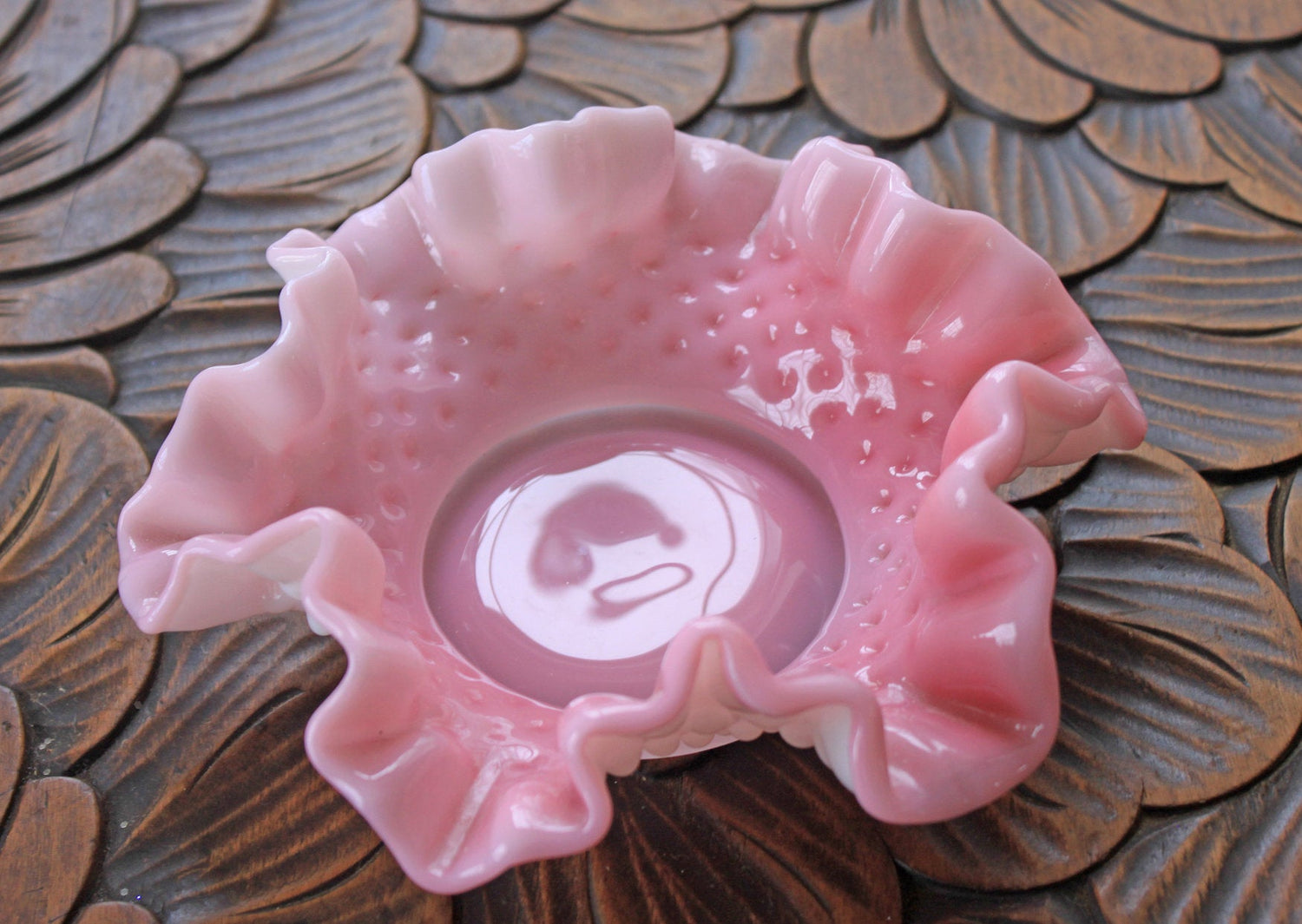 Fenton Pink Milk Glass Bowl