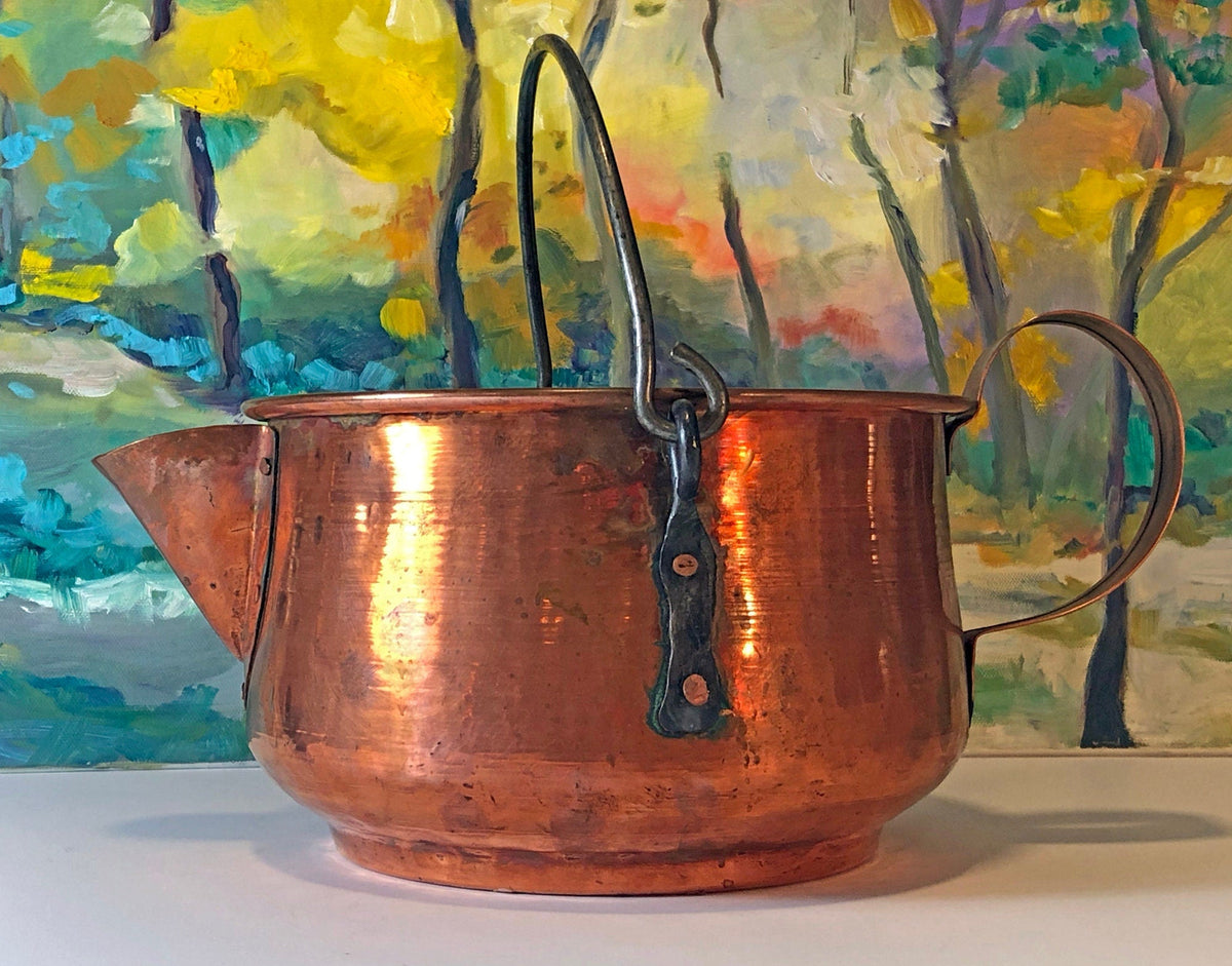 Vintage Hand Hammered Copper & Tin Colander – Rustic Kitchen Decor