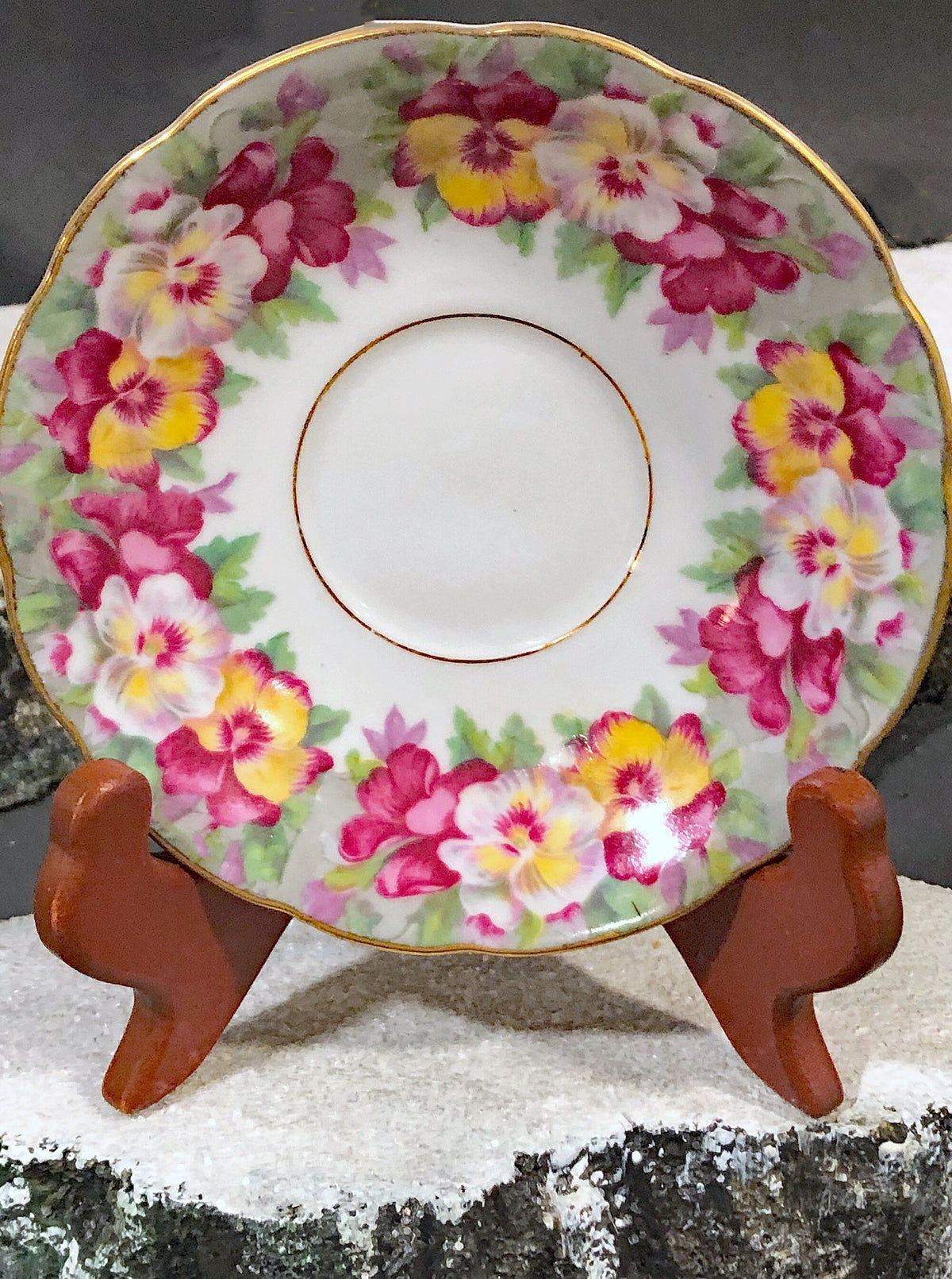 Vintage Cup and Saucer with Pansies by Royal Sealy China