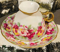 Vintage Cup and Saucer with Pansies by Royal Sealy China