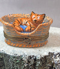 Limoges France Porcelain Box Bird On Lid Collectible Brass Trim