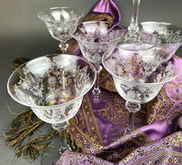 Vintage Tiffin Franciscan Champagne Glasses – Cherokee Rose Etched Set of 8