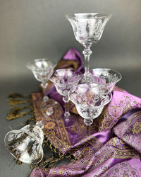 Vintage Tiffin Franciscan Champagne Glasses – Cherokee Rose Etched Set of 8
