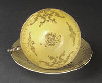 Antique Royal Sealy China Cup & Saucer – Yellow with Gold & Iridescent Finish