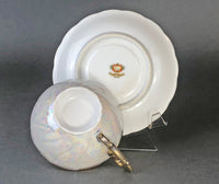 Antique Royal Sealy China Cup & Saucer – Yellow with Gold & Iridescent Finish