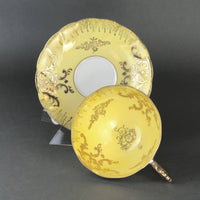 Antique Royal Sealy China Cup & Saucer – Yellow with Gold & Iridescent Finish