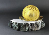 Antique Royal Sealy China Cup & Saucer – Yellow with Gold & Iridescent Finish
