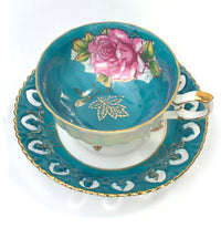 Royal Halsey & Royal Sealy Mismatched Tea Set – Iridescent Fruit Pattern Cup & Saucer