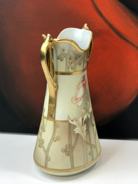 Hand Painted Nippon Art Nouveau Vase Japan Champagne Gold Pink Cream