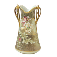 Hand Painted Nippon Art Nouveau Vase Japan Champagne Gold Pink Cream