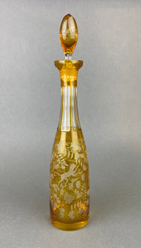 Dark Green Hand Blown Glass Decanter with Matching Stopper