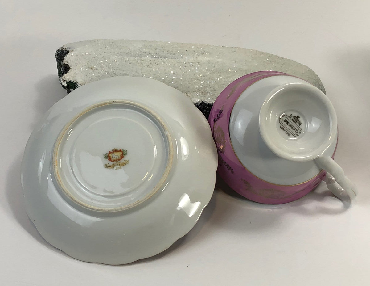 Royal Halsey & Royal Sealy Mismatched Tea Set – Iridescent Fruit Pattern Cup & Saucer