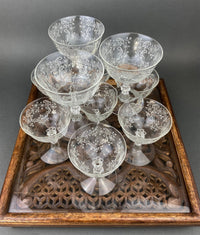 Fostoria Meadow Rose Etched Low Sherbet Glasses – Set of 10 Vintage Stemware