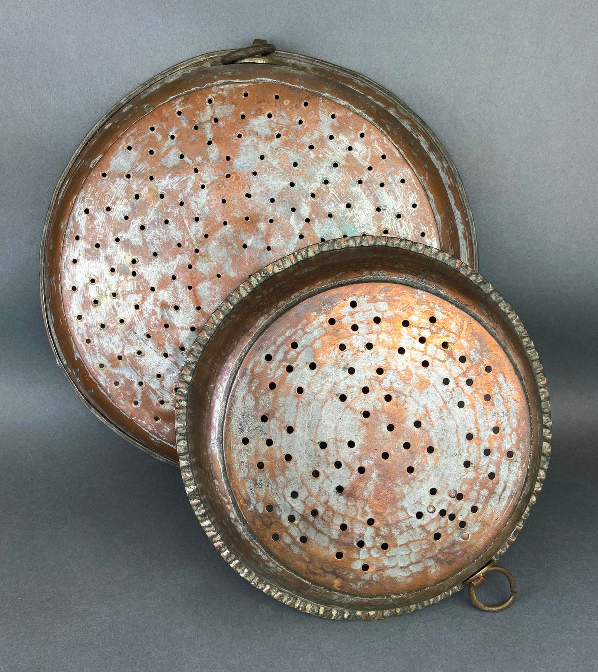 Vintage Hand Hammered Copper & Tin Colander – Rustic Kitchen Decor