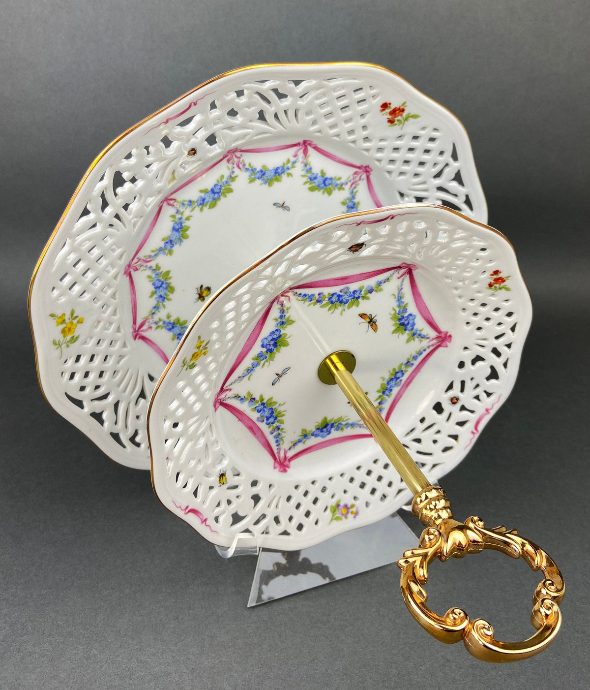 Vintage Hand Painted Pink Ruffled Bowl – Wildflower Centerpiece