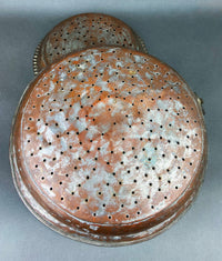 Vintage Hand Hammered Copper & Tin Colander – Rustic Kitchen Decor