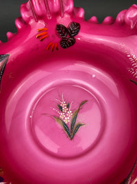 Vintage Hand Painted Pink Ruffled Bowl – Wildflower Centerpiece