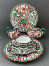 Set of 5 Hand Painted Asian Plates – Dragons & Peonies 10"