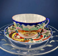 Antique Hand Painted Porcelain Tea Cup – Asian Motif June Moth Pattern