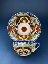 Antique Hand Painted Porcelain Tea Cup – Asian Motif June Moth Pattern