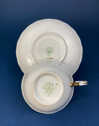Vintage Tuscan Cup & Saucer – Black, White & Gold Floral Pattern