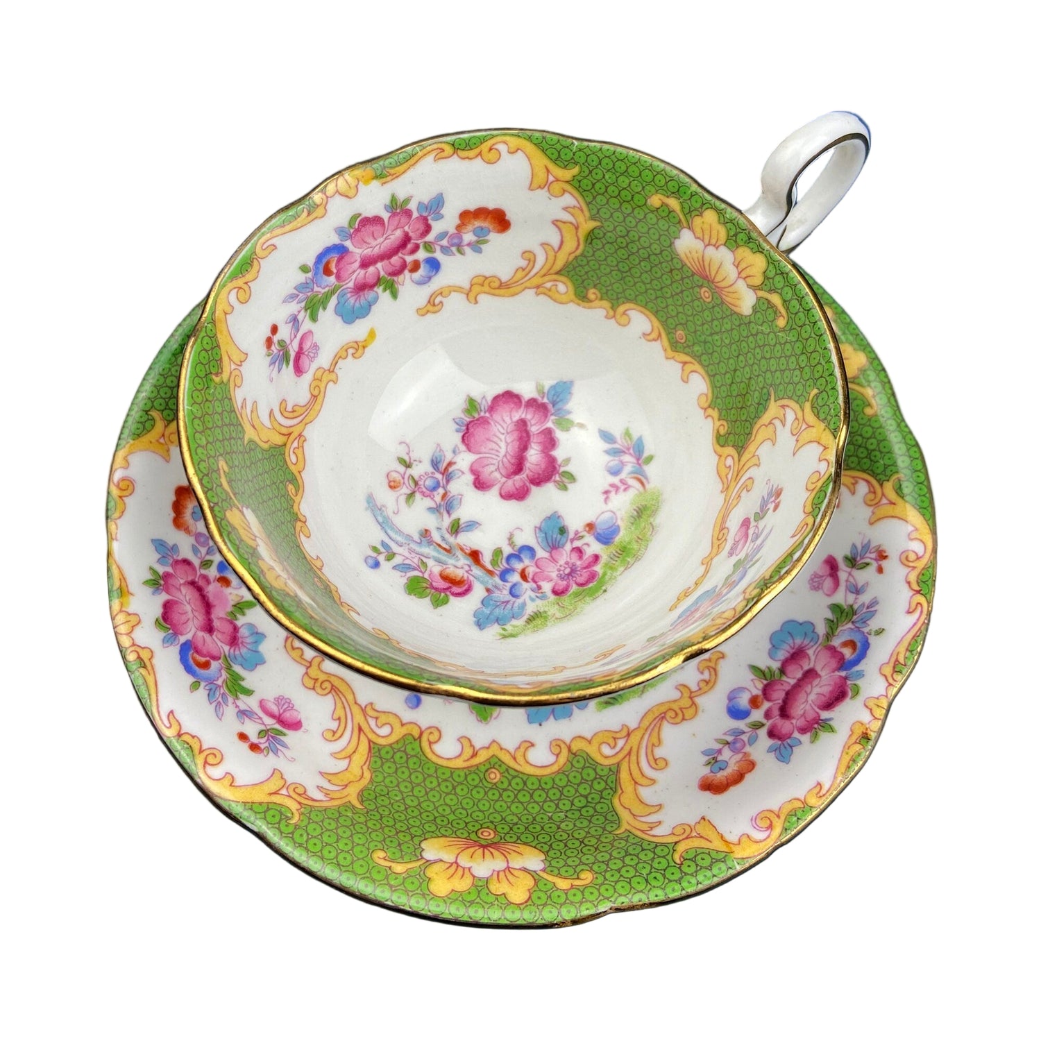 Vintage A.B.J. Grafton Fine Bone China Cup & Saucer – Asian Motif England