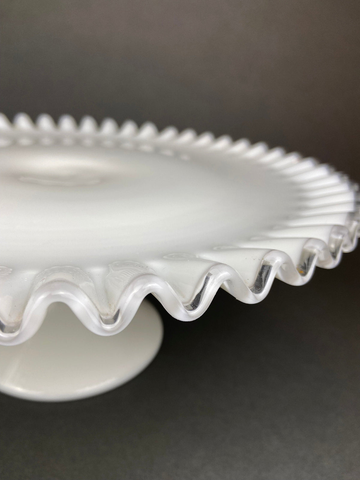 Fenton Silver Crest Milk Glass Serving Stand – Ruffled Edge