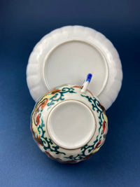 Antique Hand Painted Porcelain Tea Cup – Asian Motif June Moth Pattern