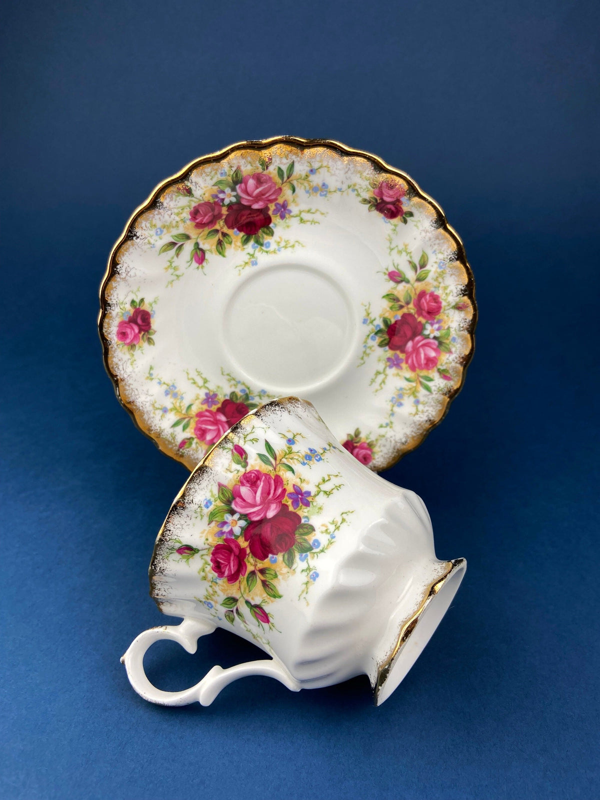 Vintage Queen Anne Bone China Cup & Saucer – Summer Days Pattern
