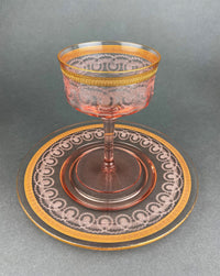 Antique Morgantown Morgana Pink Crystal Goblets – Set of 8 Footed Tumblers