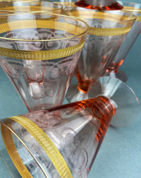 Antique Morgantown Morgana Pink Crystal Goblets – Set of 8 Footed Tumblers