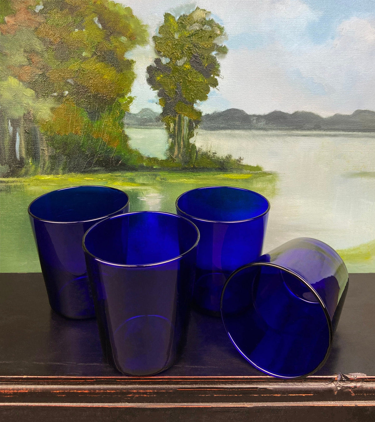 Cobalt Blue Glass Water Goblets – Set of 8 Contemporary Stemware