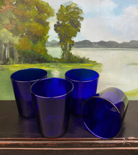 Cobalt Blue Glass Water Goblets – Set of 8 Contemporary Stemware