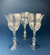 Antique Fostoria Crystal Sherbet Glasses – Set of 6 Etched Midnight Rose Pattern