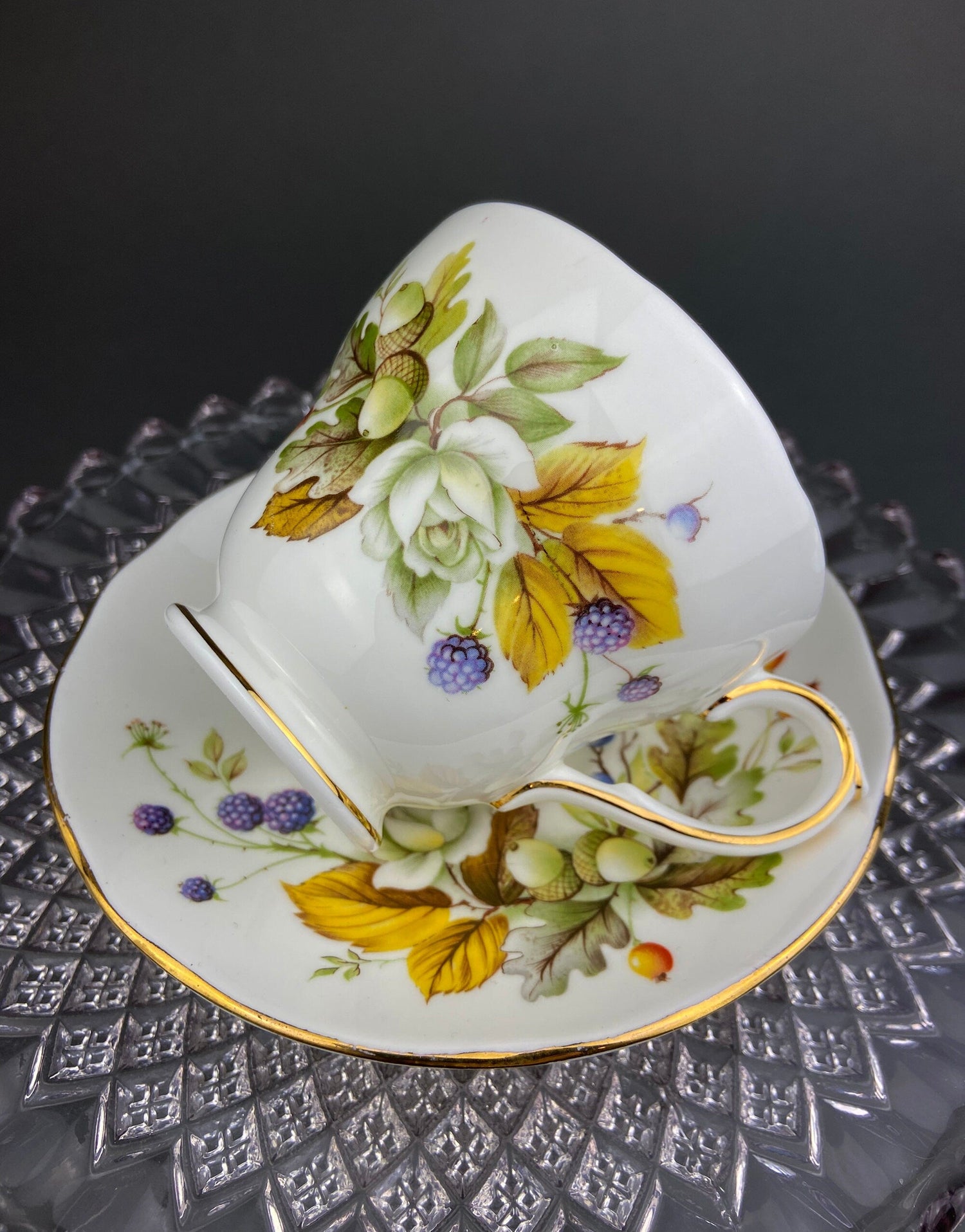Duchess Fine Bone China Cup & Saucer – Autumn Motif England