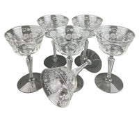 Antique Fostoria Crystal Sherbet Glasses – Set of 6 Etched Midnight Rose Pattern