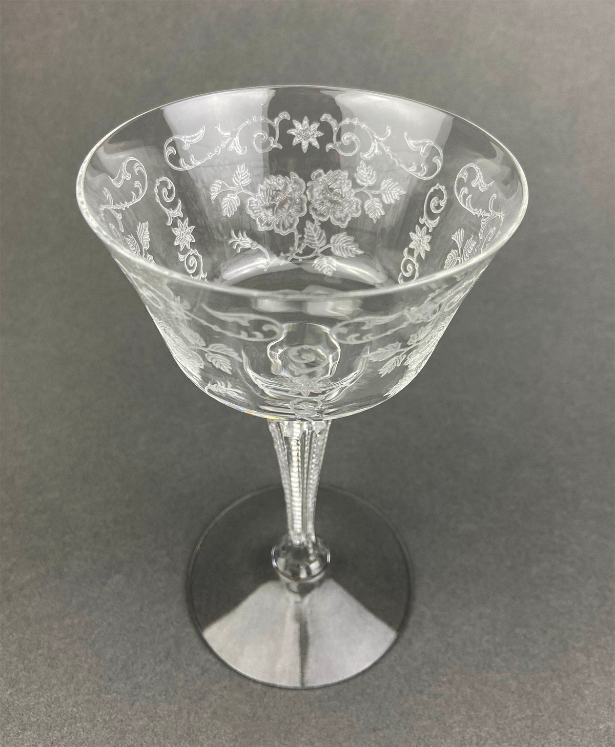 Antique Fostoria Crystal Sherbet Glasses – Set of 6 Etched Midnight Rose Pattern