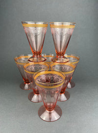 Antique Fostoria Crystal Sherbet Glasses – Set of 6 Etched Midnight Rose Pattern