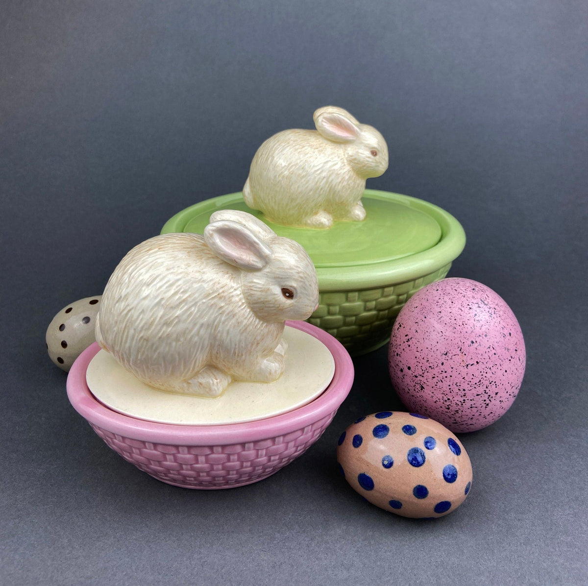 White Porcelain Bunny Figurines – Set of 2